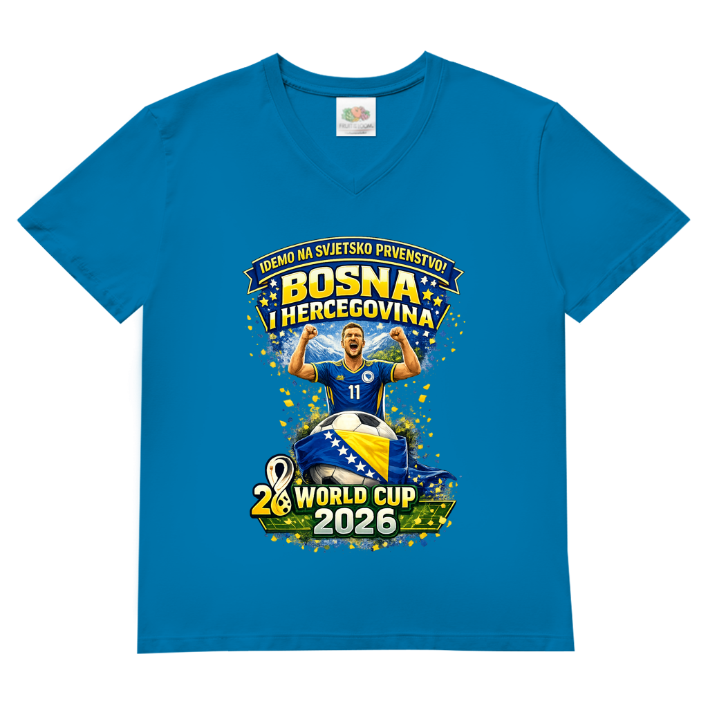 Herren Basic V-Neck T-Shirt – Bosnien | Design 01 | Frontprint