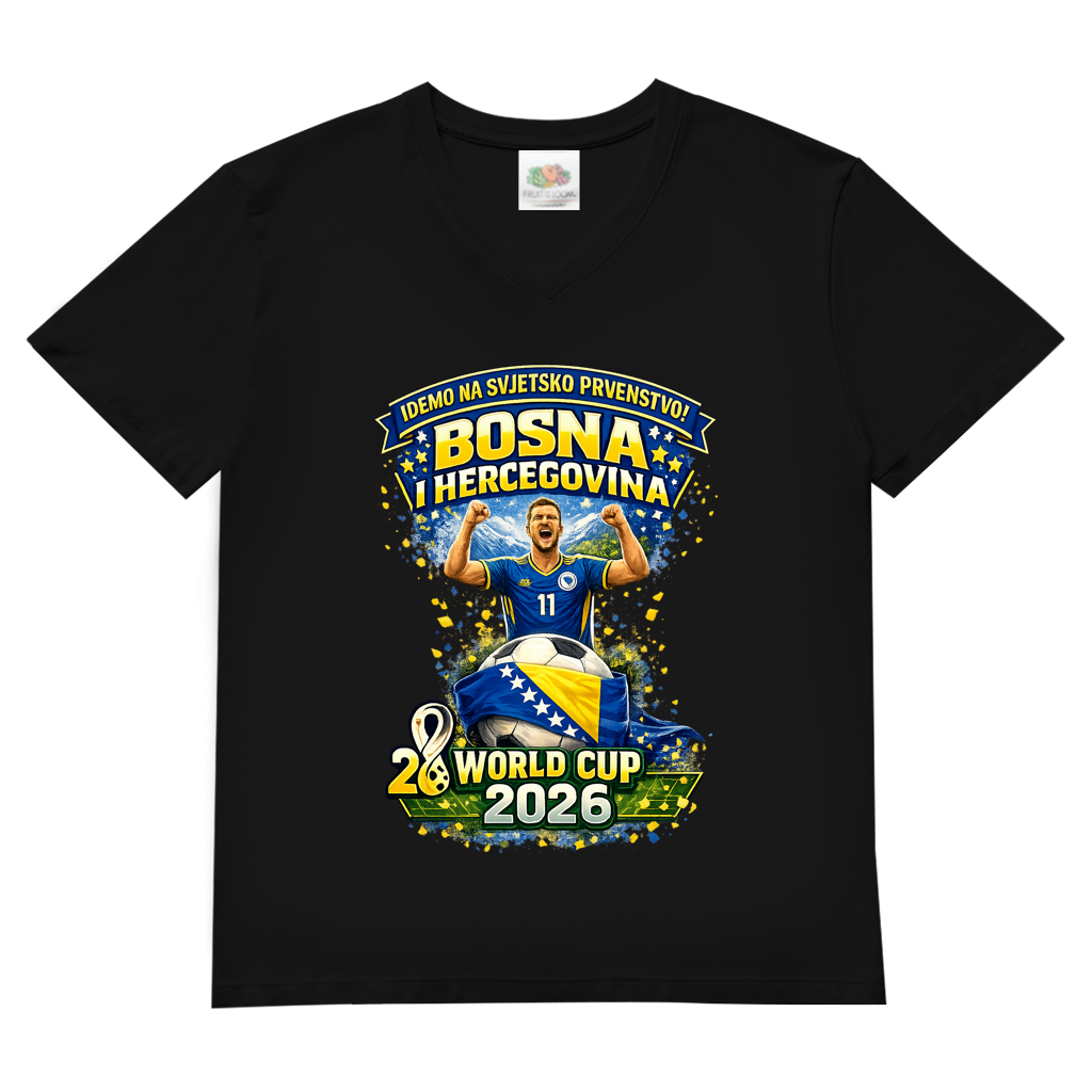 Herren Basic V-Neck T-Shirt – Bosnien | Design 01 | Frontprint