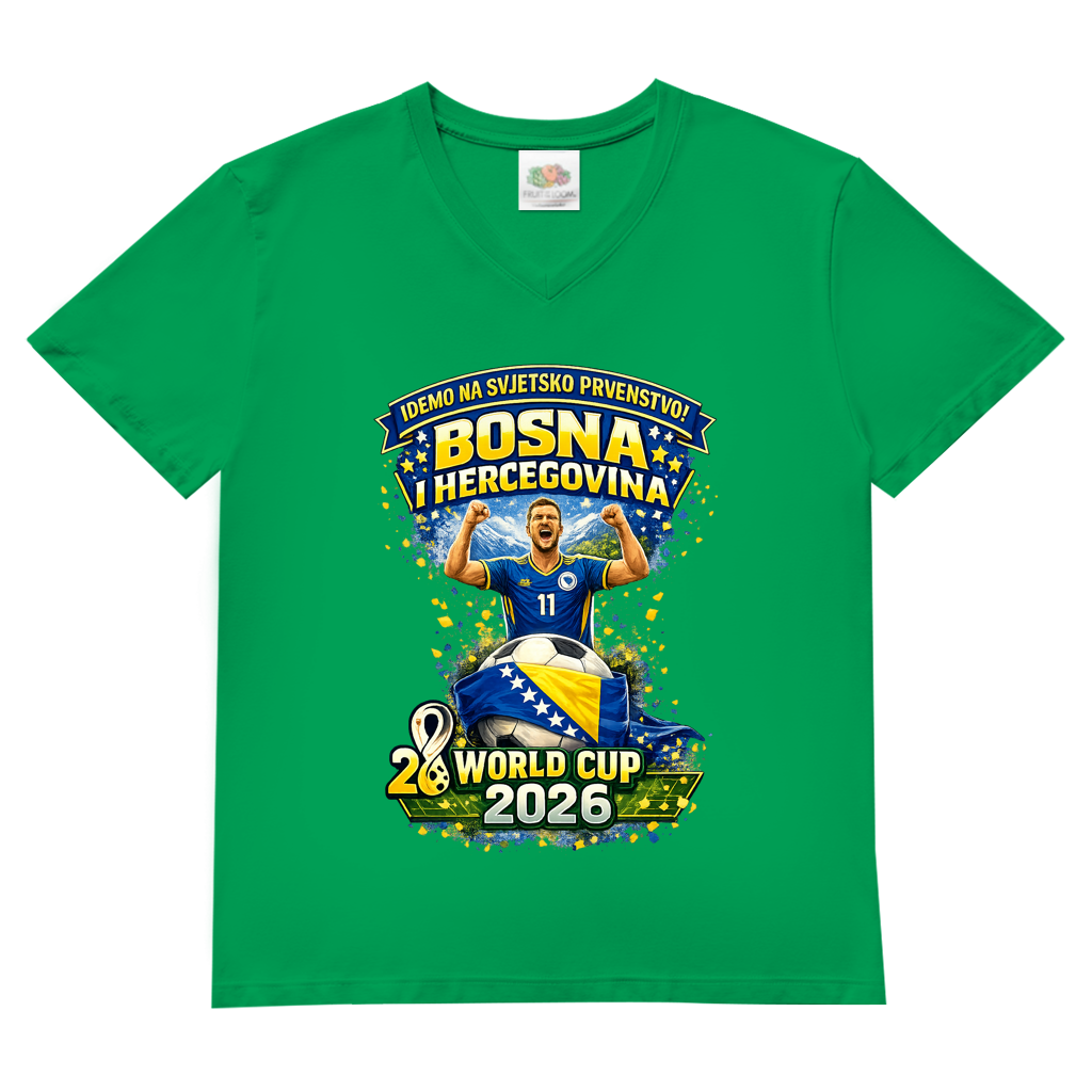 Herren Basic V-Neck T-Shirt – Bosnien | Design 01 | Frontprint