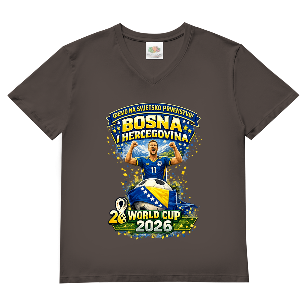 Herren Basic V-Neck T-Shirt – Bosnien | Design 01 | Frontprint