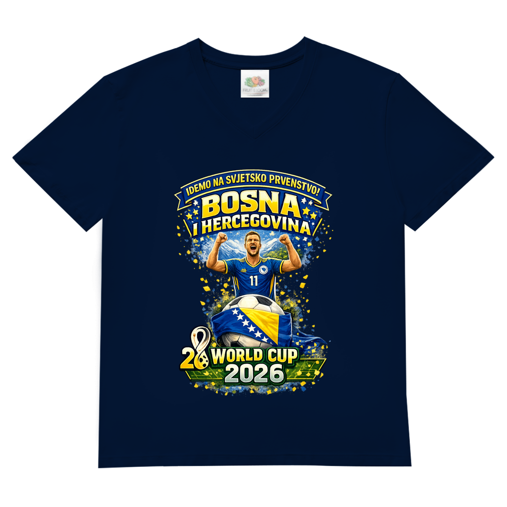Herren Basic V-Neck T-Shirt – Bosnien | Design 01 | Frontprint