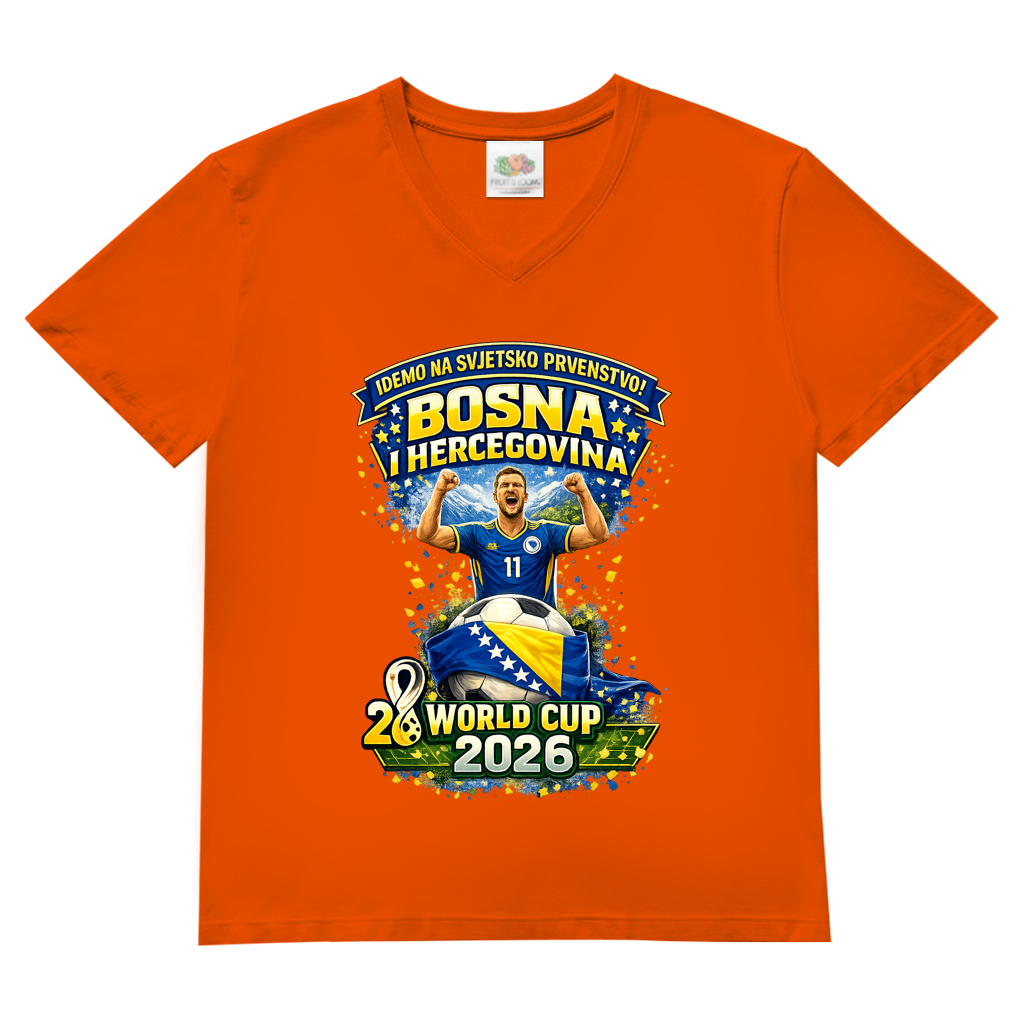 Herren Basic V-Neck T-Shirt – Bosnien | Design 01 | Frontprint
