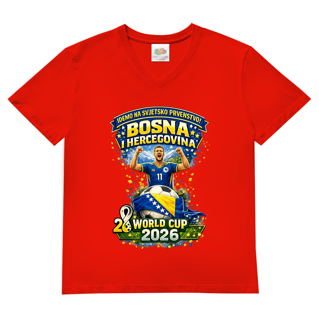 Herren Basic V-Neck T-Shirt – Bosnien | Design 01 | Frontprint