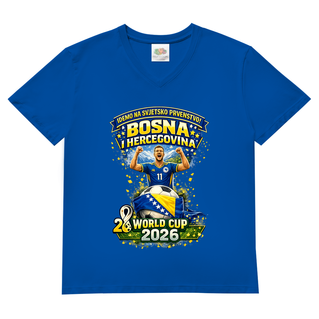 Herren Basic V-Neck T-Shirt – Bosnien | Design 01 | Frontprint