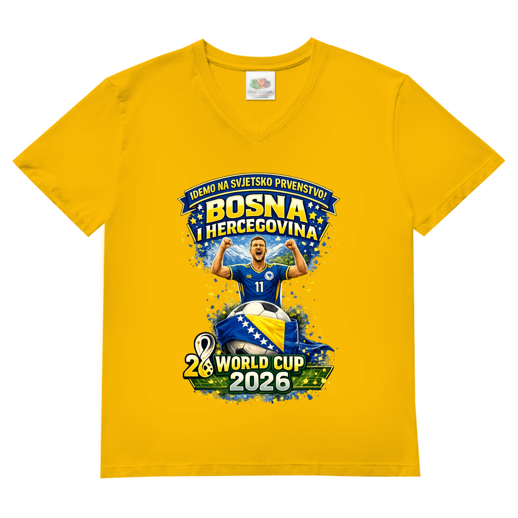 Herren Basic V-Neck T-Shirt – Bosnien | Design 01 | Frontprint
