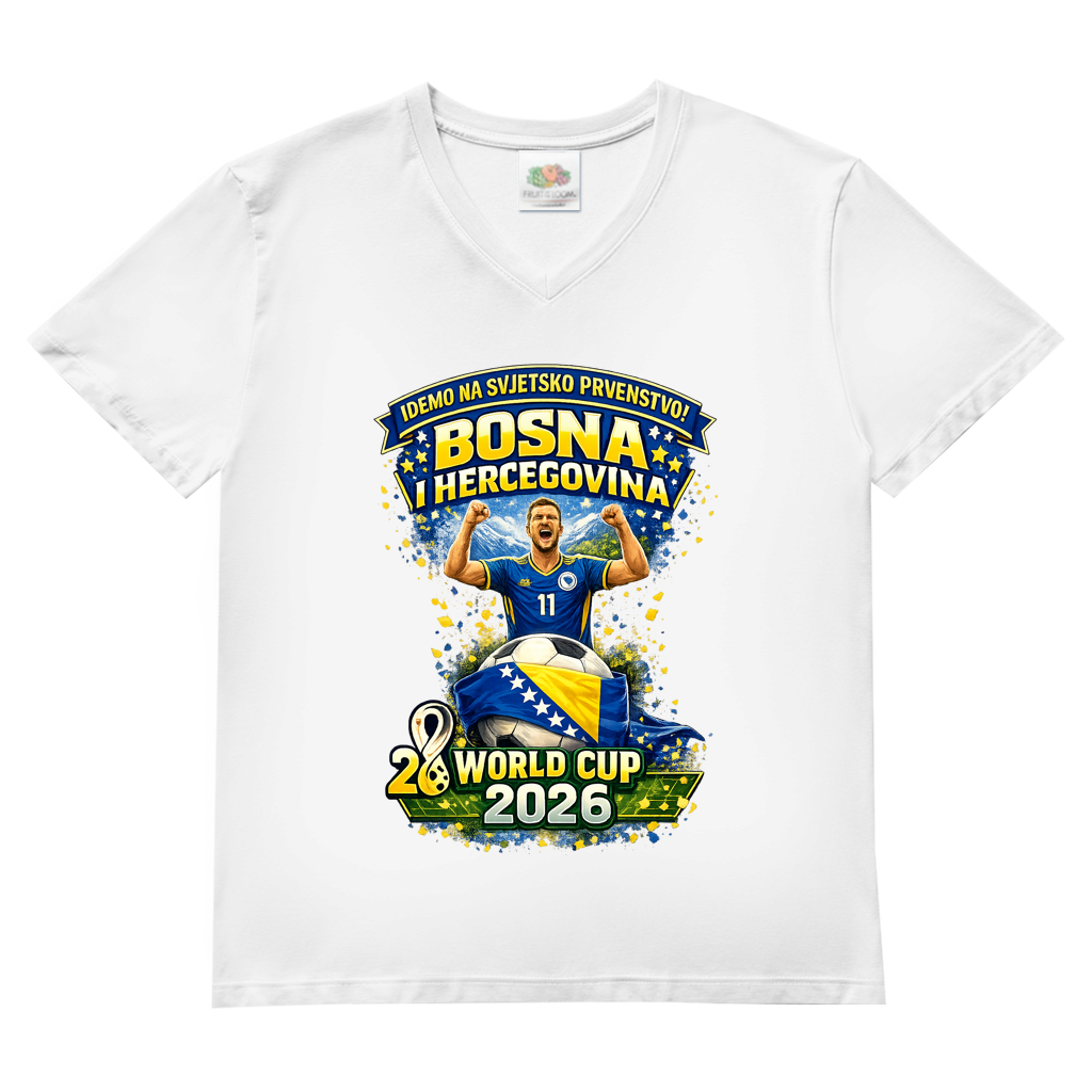 Herren Basic V-Neck T-Shirt – Bosnien | Design 01 | Frontprint