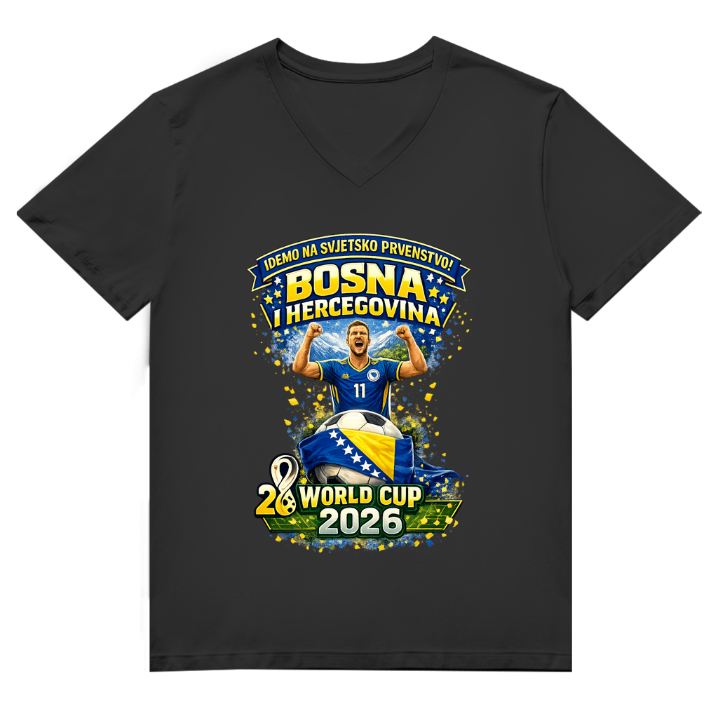 Herren Premium Bio V-Neck T-Shirt – Bosnien | Design 01 | Frontprint
