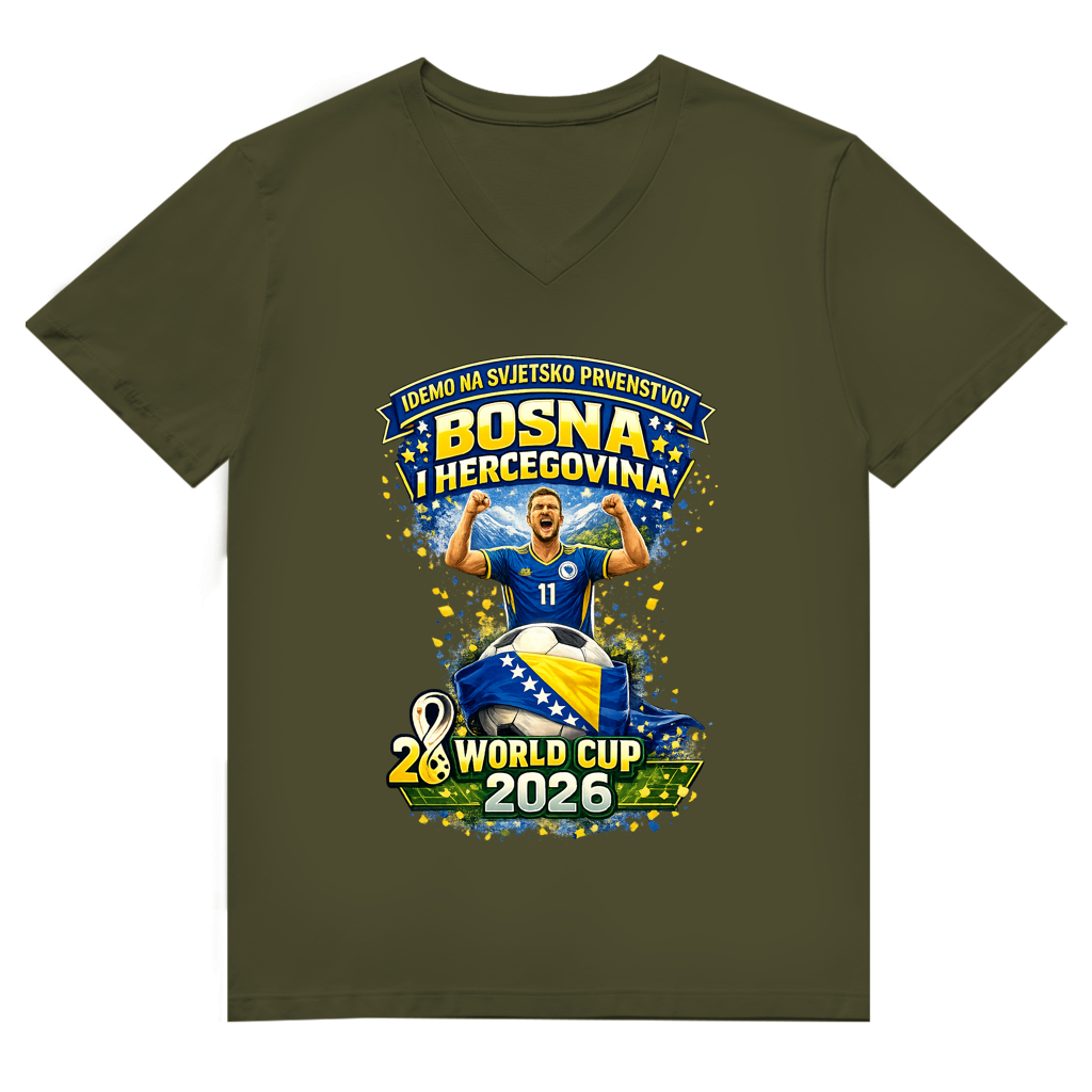 Herren Premium Bio V-Neck T-Shirt – Bosnien | Design 01 | Frontprint