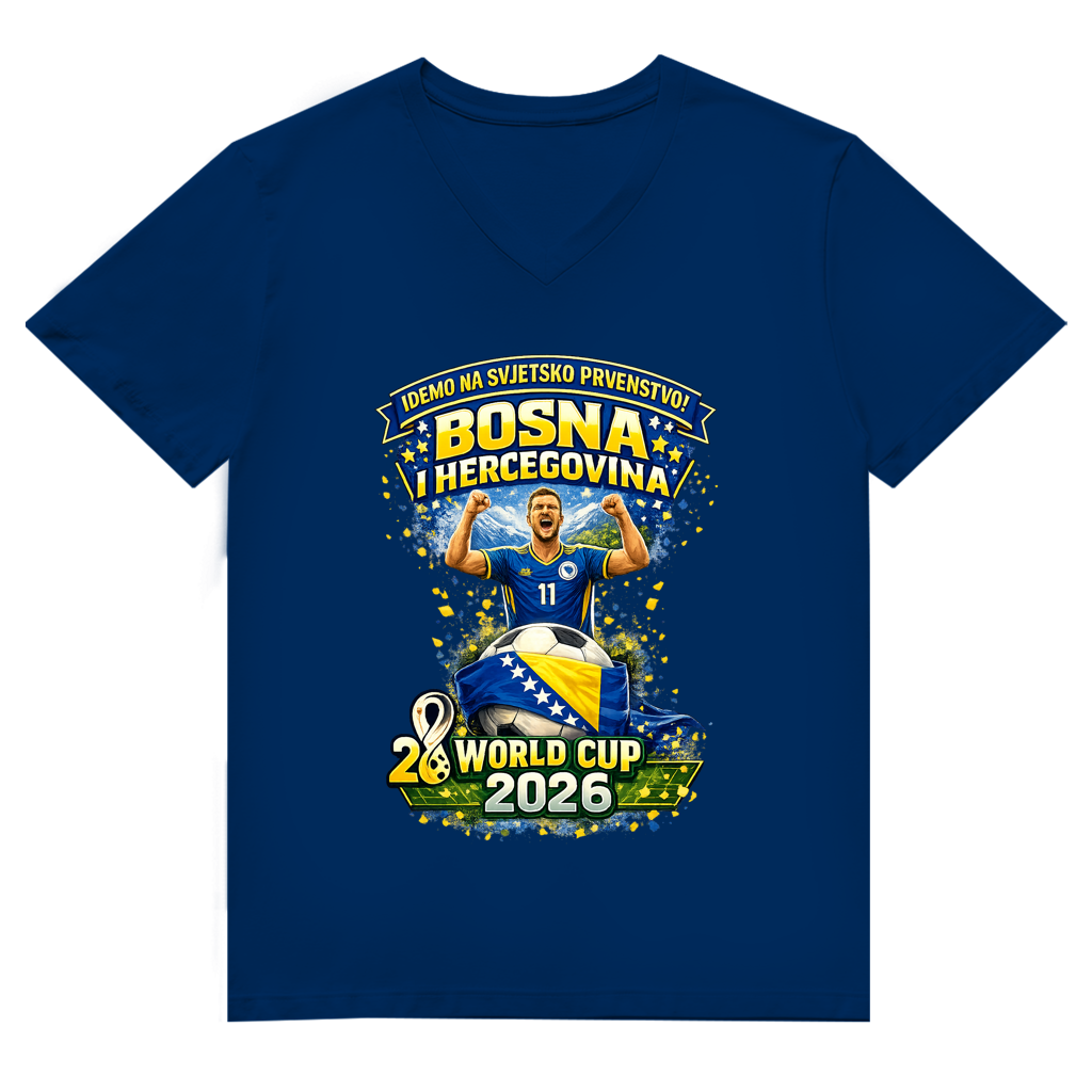 Herren Premium Bio V-Neck T-Shirt – Bosnien | Design 01 | Frontprint