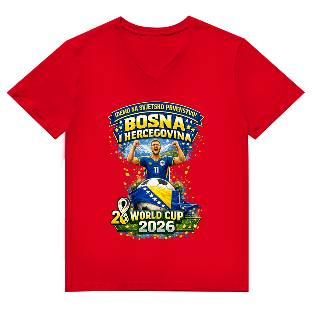 Herren Premium Bio V-Neck T-Shirt – Bosnien | Design 01 | Frontprint