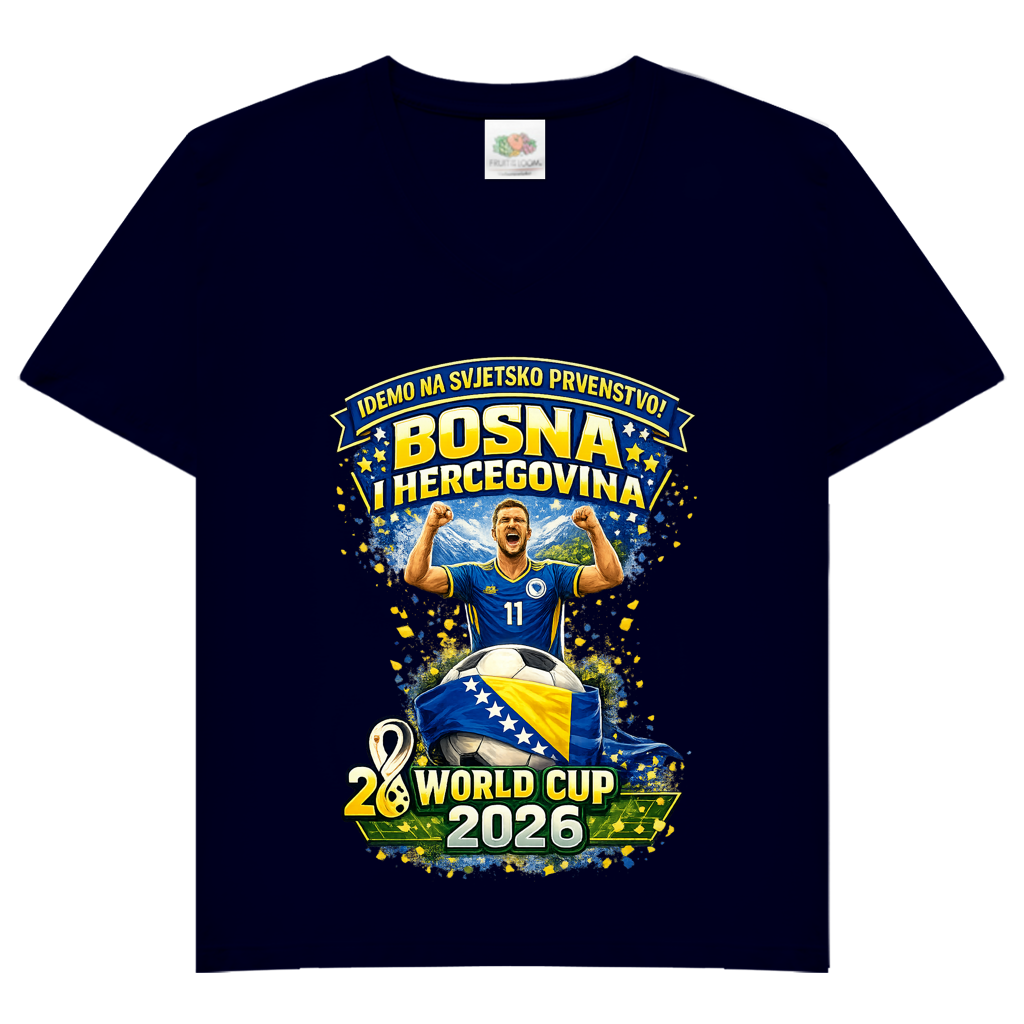 Damen Basic V-Neck T-Shirt – Bosnien | Design 01 | Frontprint