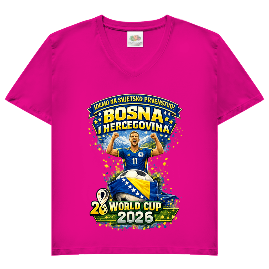 Damen Basic V-Neck T-Shirt – Bosnien | Design 01 | Frontprint