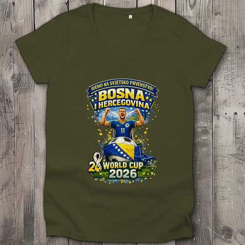 Damen Premium V-Neck T-Shirt – Bosnien | Design 01 | Frontprint