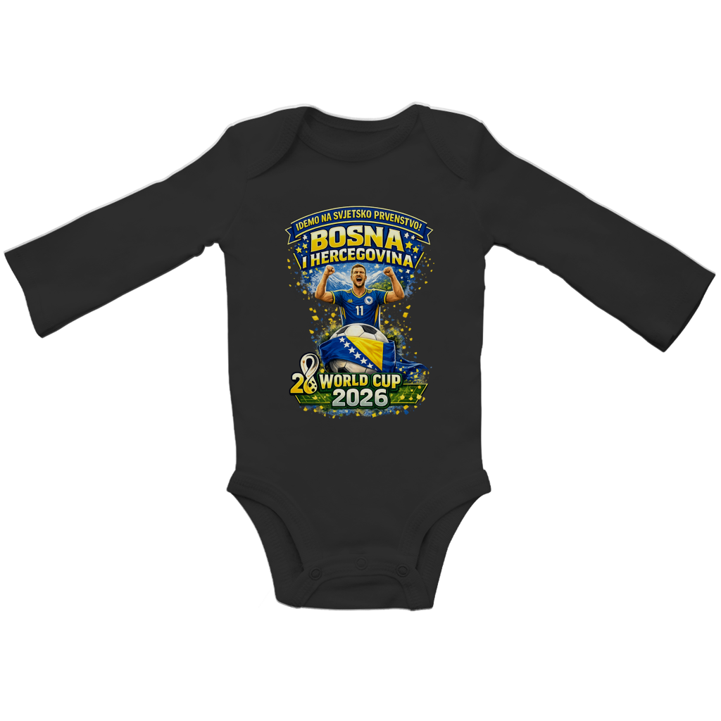 Bodi za bebe dugih rukava – Idemo na Svjetsko prvenstvo | Prednji print