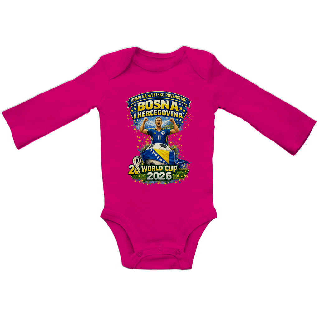 Bodi za bebe dugih rukava – Idemo na Svjetsko prvenstvo | Prednji print