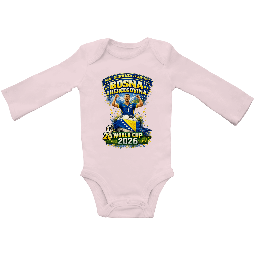 Bodi za bebe dugih rukava – Idemo na Svjetsko prvenstvo | Prednji print