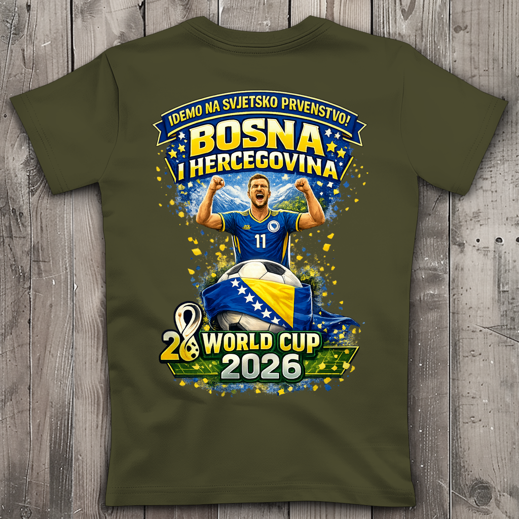 Ženska Premium majica s V-izrezom – Bosna | Dizajn 01 | Print na leđima