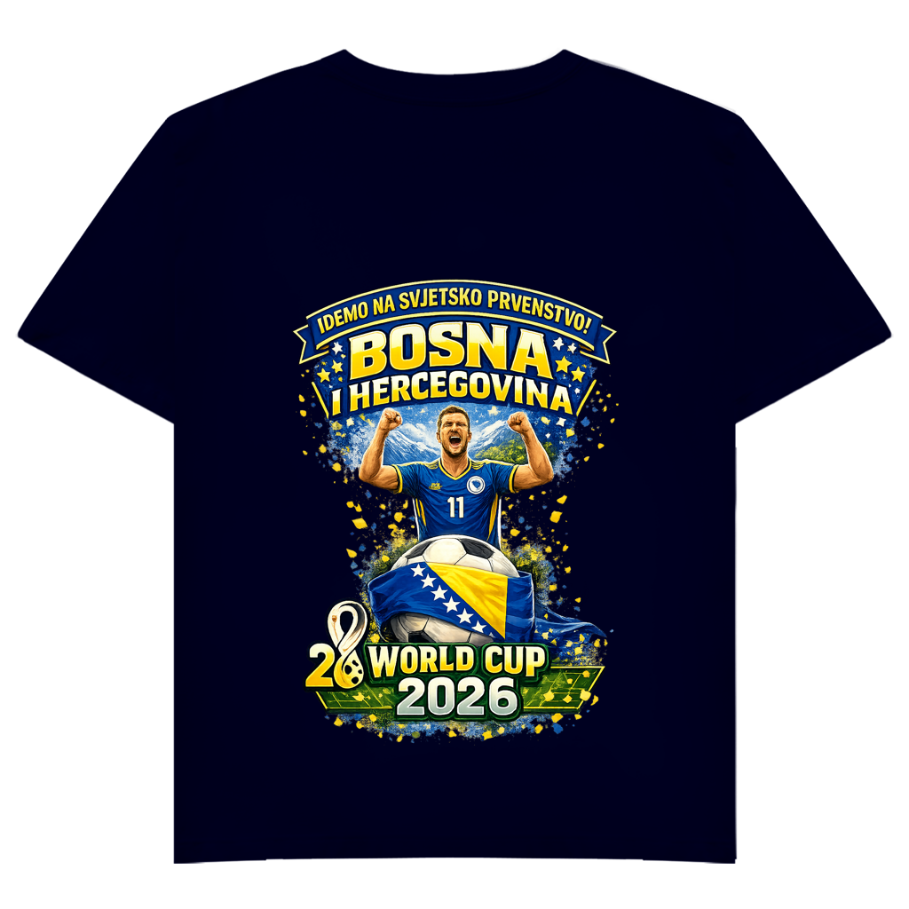 Ženska osnovna majica kratkih rukava s V-izrezom – Bosna | Dizajn 01 | Štampa na leđima