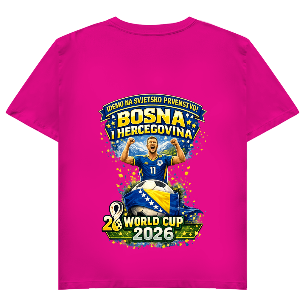 Ženska osnovna majica kratkih rukava s V-izrezom – Bosna | Dizajn 01 | Štampa na leđima