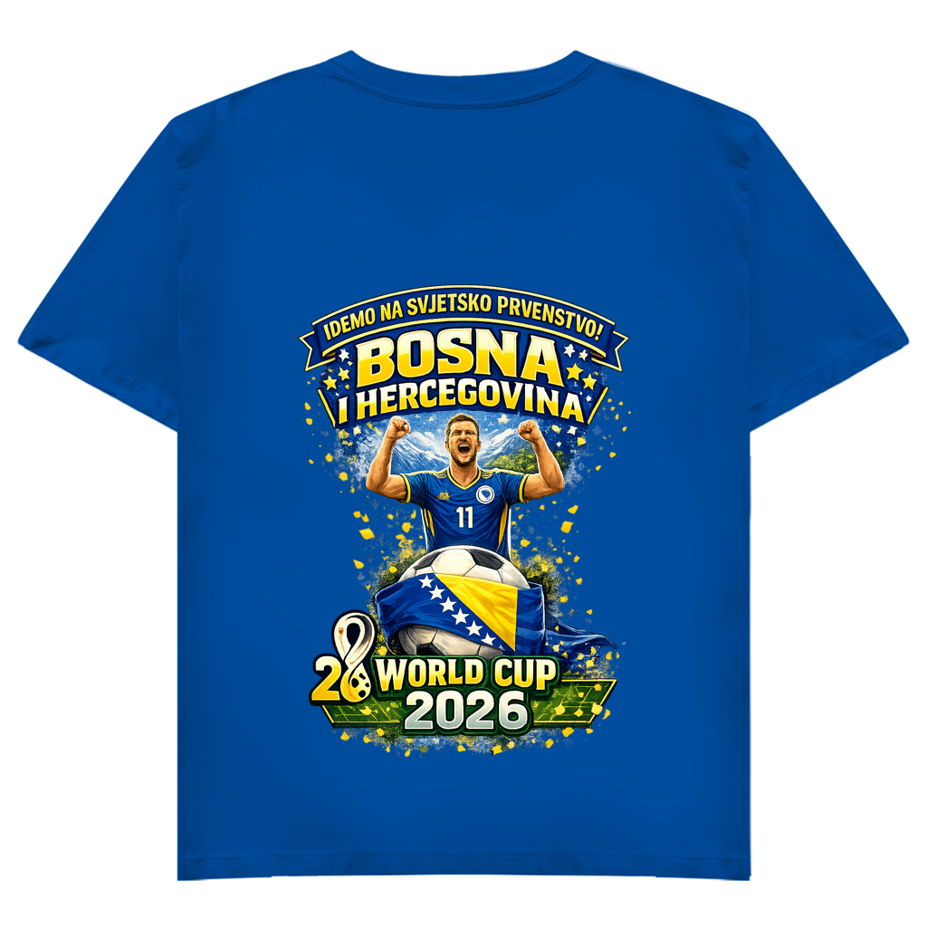 Ženska osnovna majica kratkih rukava s V-izrezom – Bosna | Dizajn 01 | Štampa na leđima