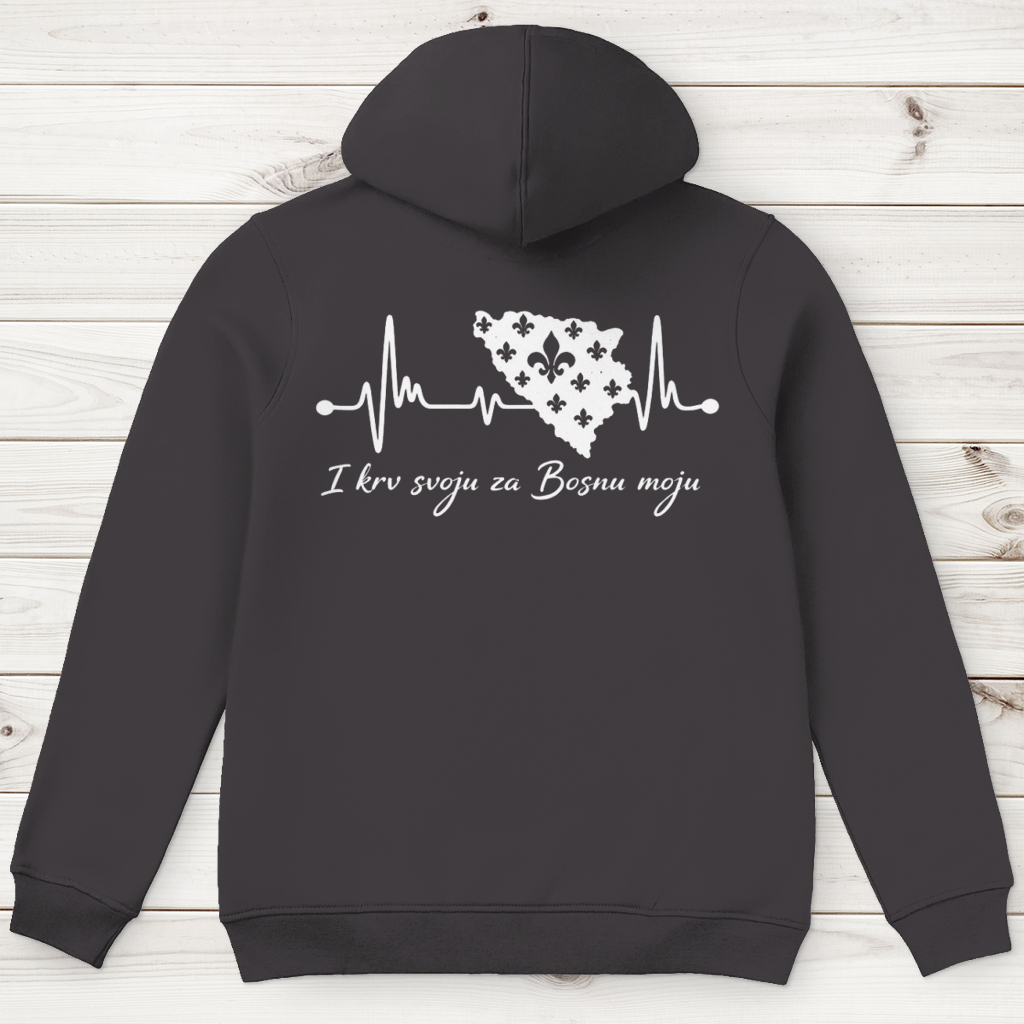 Herren Premium Bio Hoodie Bosnien – Bosna Herzschlag | Rückenprint
