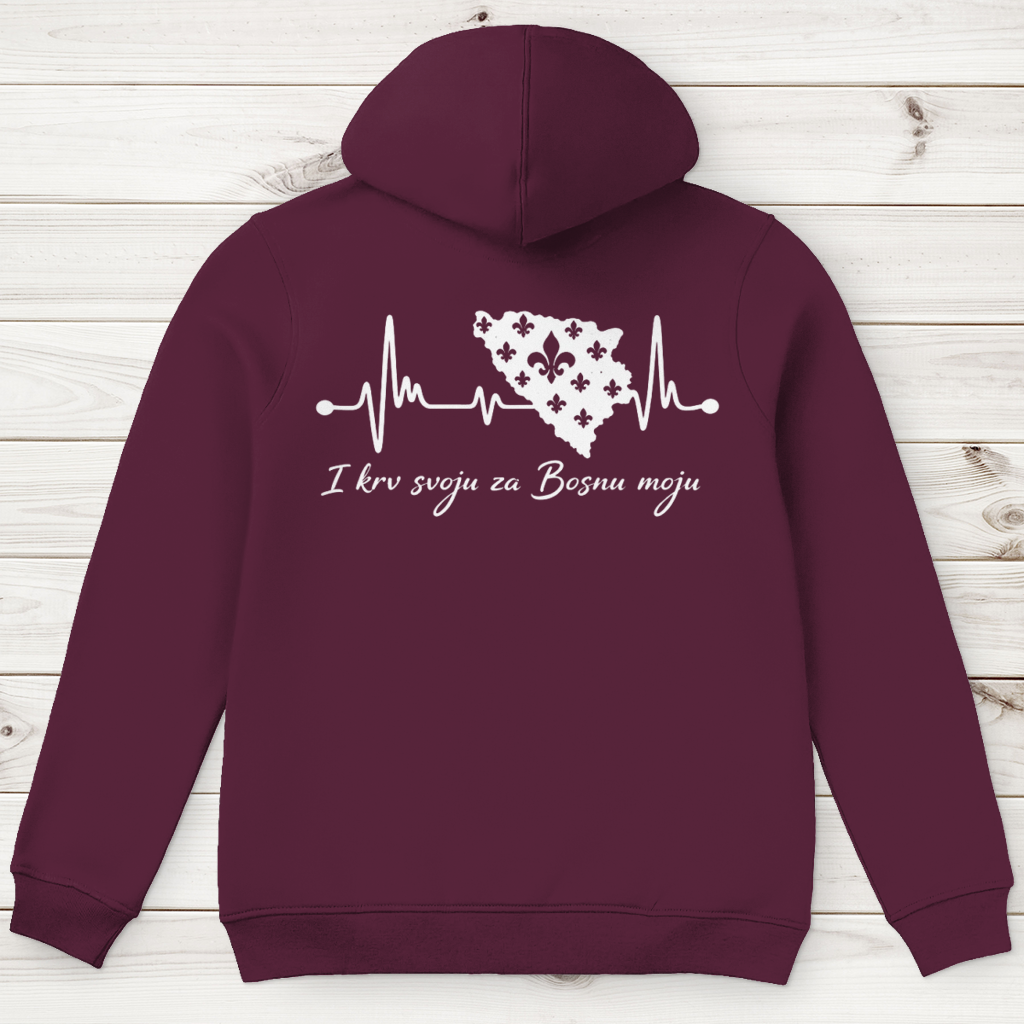 Herren Premium Bio Hoodie Bosnien – Bosna Herzschlag | Rückenprint