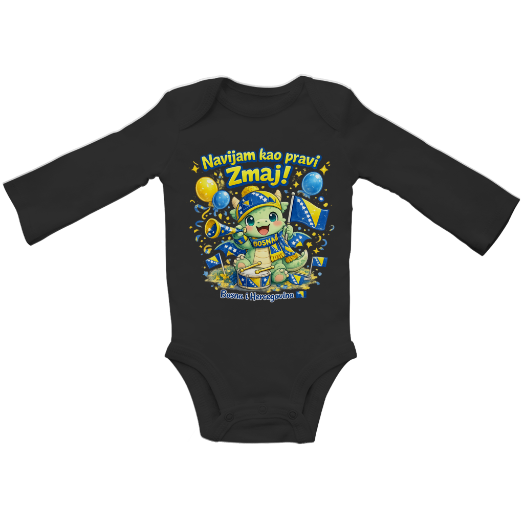 Baby Bio Bodysuite Langarm – Bosnien | Design 08 | Frontprint