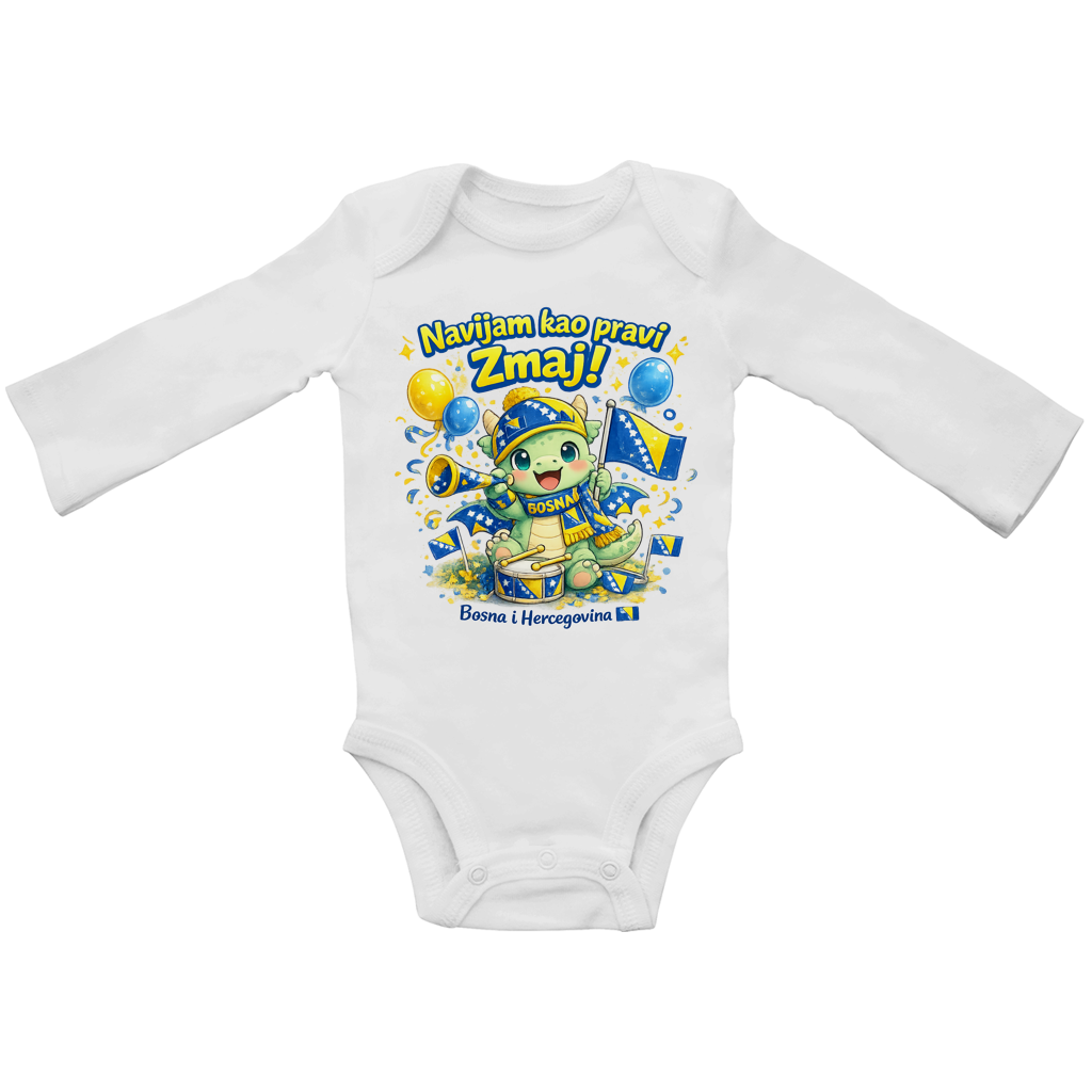 Baby Bio Bodysuite Langarm – Bosnien | Design 08 | Frontprint