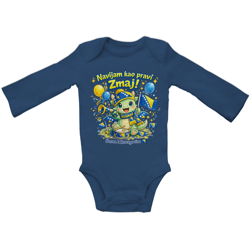 Baby Bio Bodysuite Langarm – Bosnien | Design 08 | Frontprint