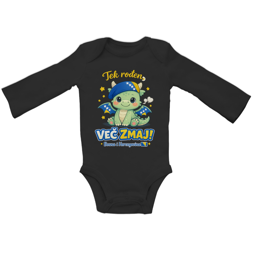 Baby Bio Bodysuite Langarm – Bosnien | Design 07 | Frontprint