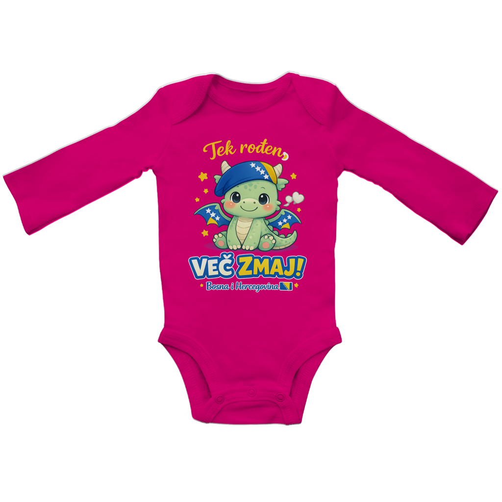 Baby Bio Bodysuite Langarm – Bosnien | Design 07 | Frontprint
