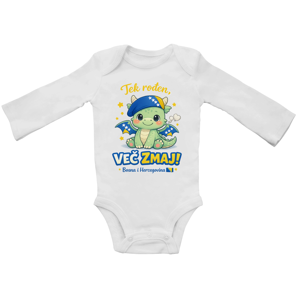 Baby Bio Bodi dugih rukava – Mali zmaj | Prednja štampa