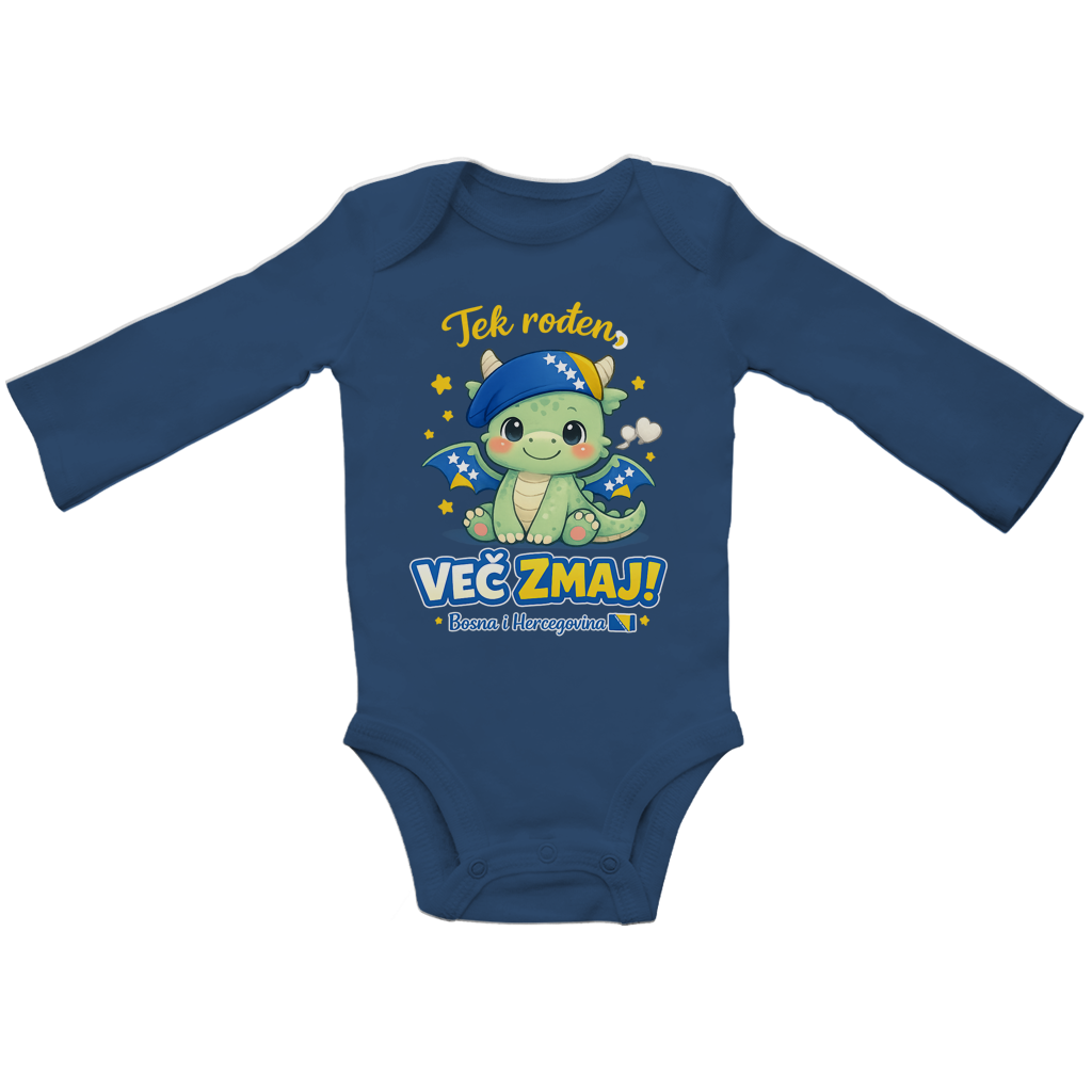 Baby Bio Bodysuite Langarm – Bosnien | Design 07 | Frontprint