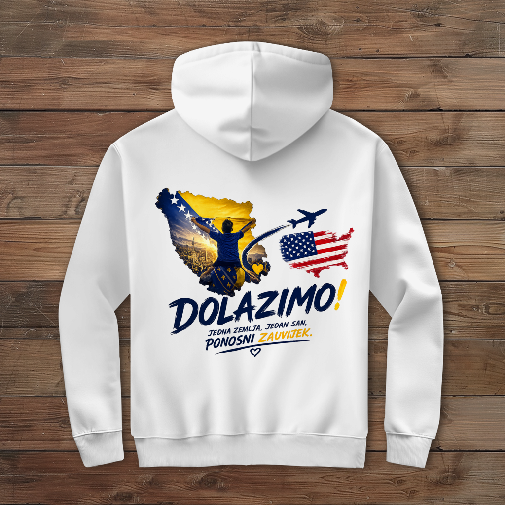 Men's Zipper Hoodie – Dolazi Bosna Ponosna | Back Print