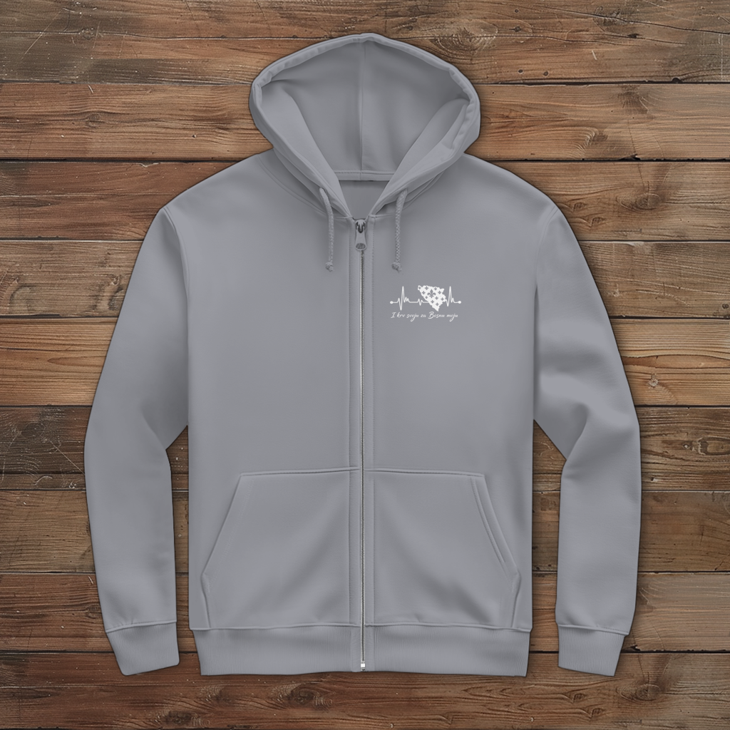 Men's Zipper Hoodie Bosnia – Bosna Heartbeat | Front Print