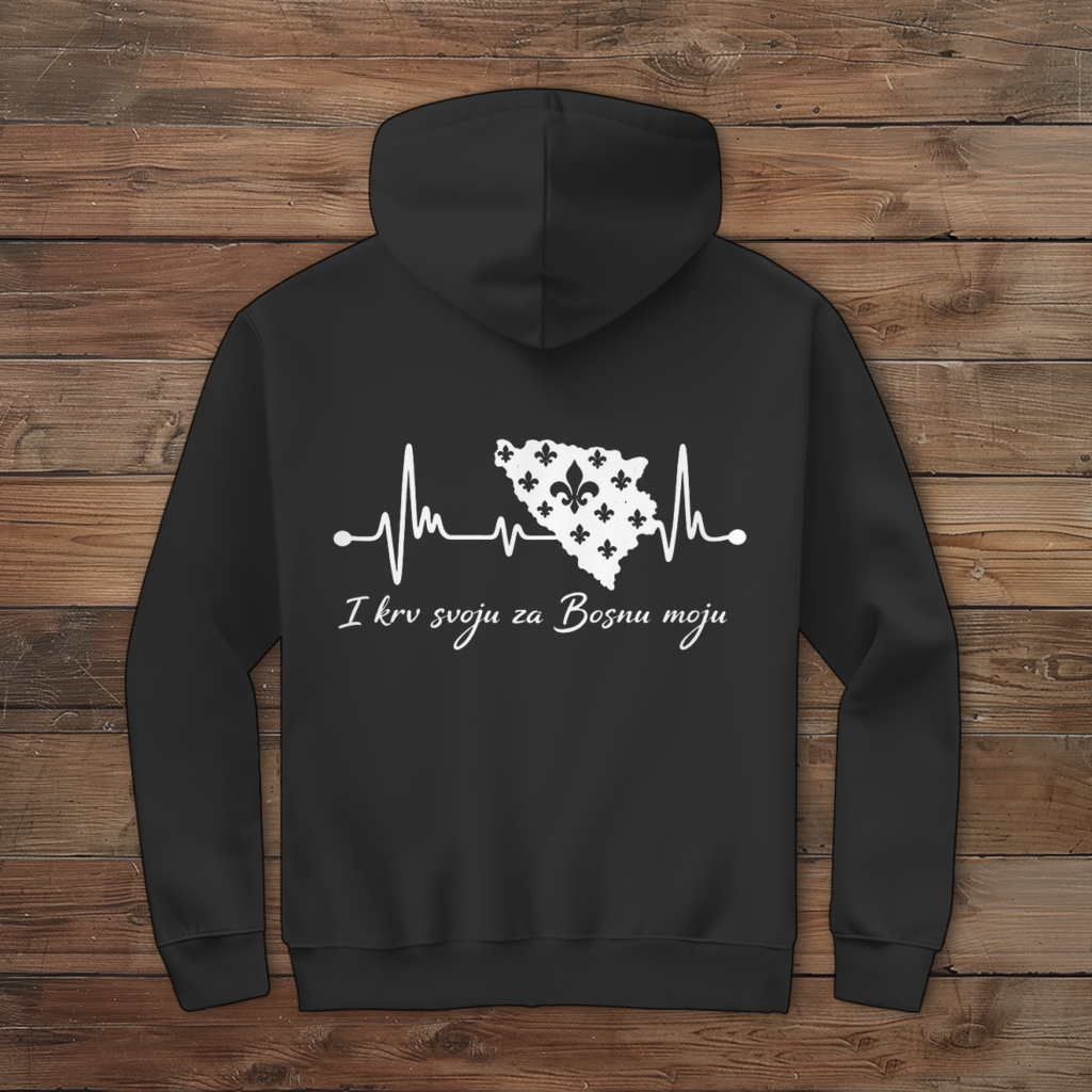Men's Zipper Hoodie Bosnia – Bosnia Heartbeat | Backprint