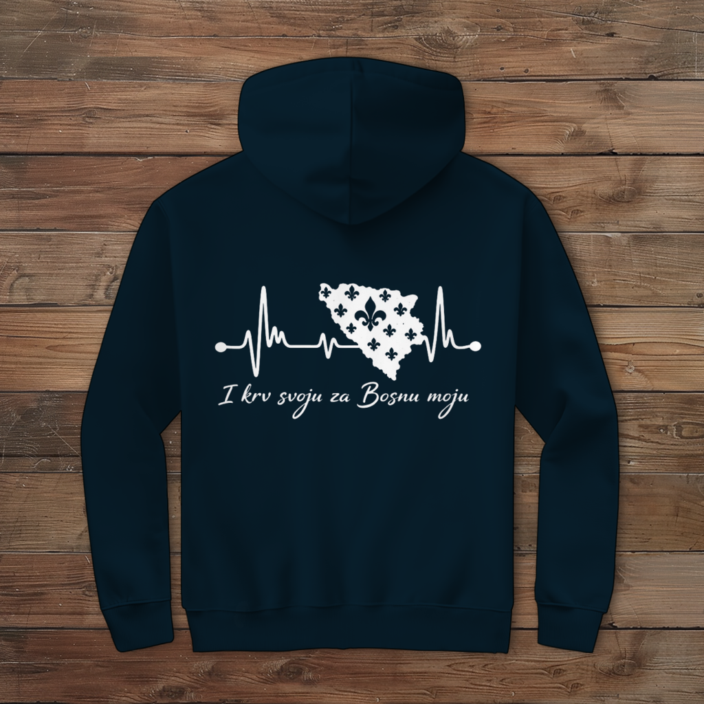 Men's Zipper Hoodie Bosnia – Bosnia Heartbeat | Backprint