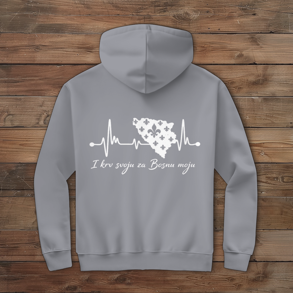 Men's Zipper Hoodie Bosnia – Bosnia Heartbeat | Backprint