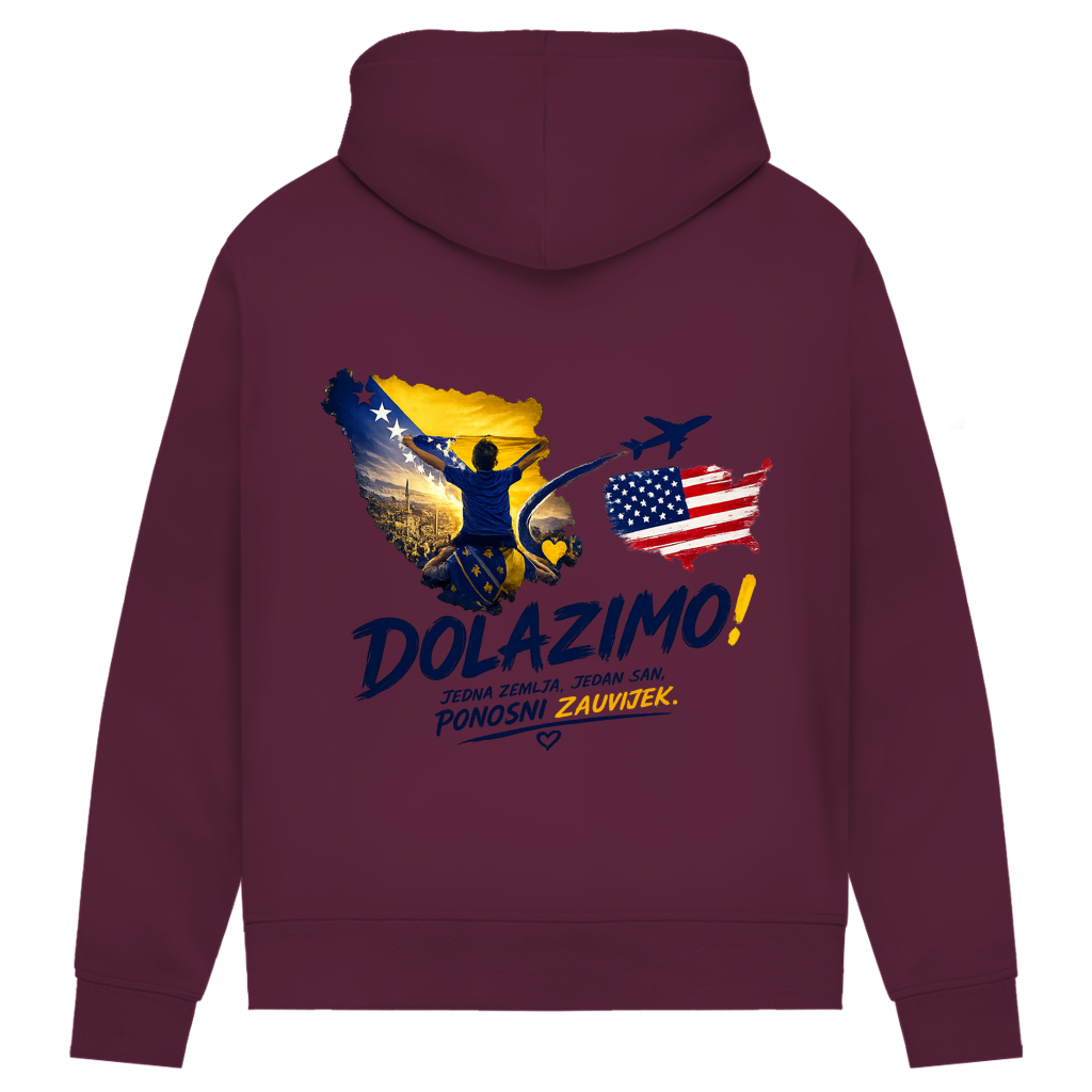 Women's Premium Organic Hoodie – Dolazi Bosna Ponosna | Back Print