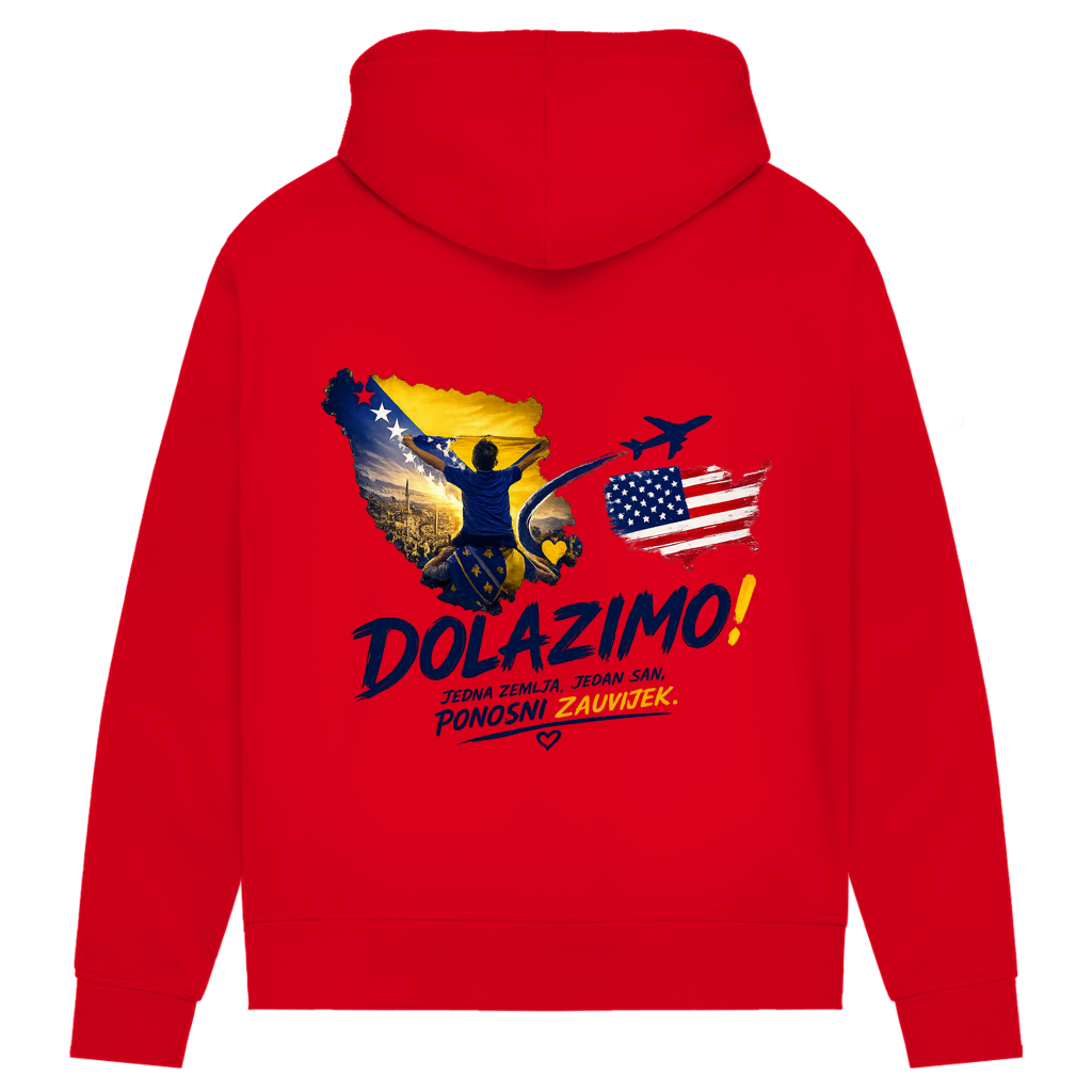 Women's Premium Organic Hoodie – Dolazi Bosna Ponosna | Back Print