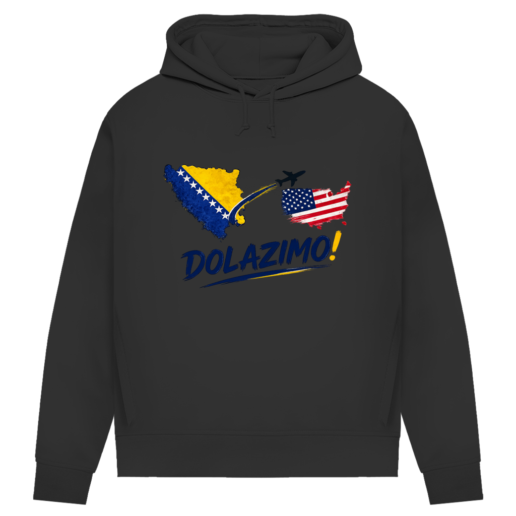 Damen Premium Bio Hoodie – Dolazi Bosna | Frontprint