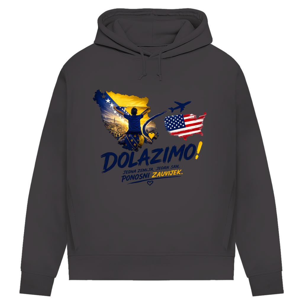 Damen Premium Bio Hoodie – Dolazi Bosna Ponosna | Frontprint