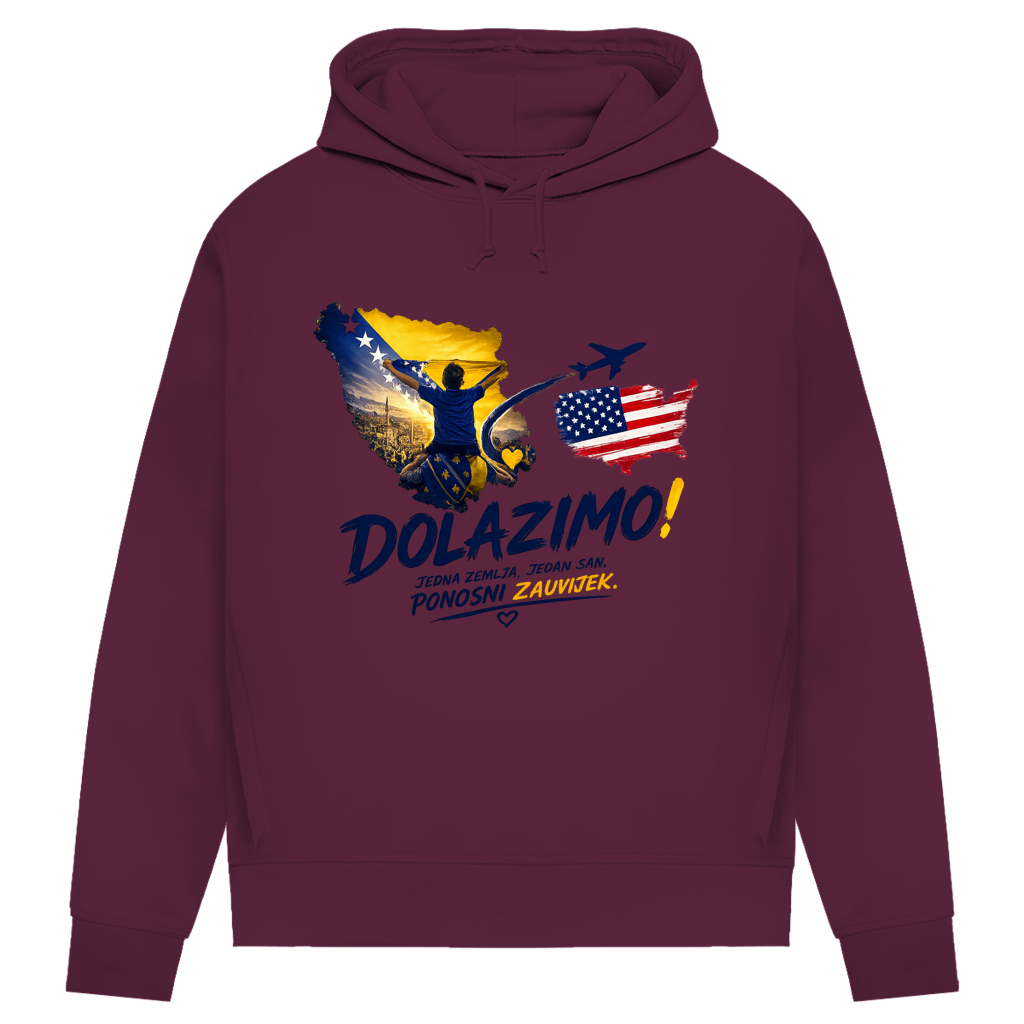 Damen Premium Bio Hoodie – Dolazi Bosna Ponosna | Frontprint