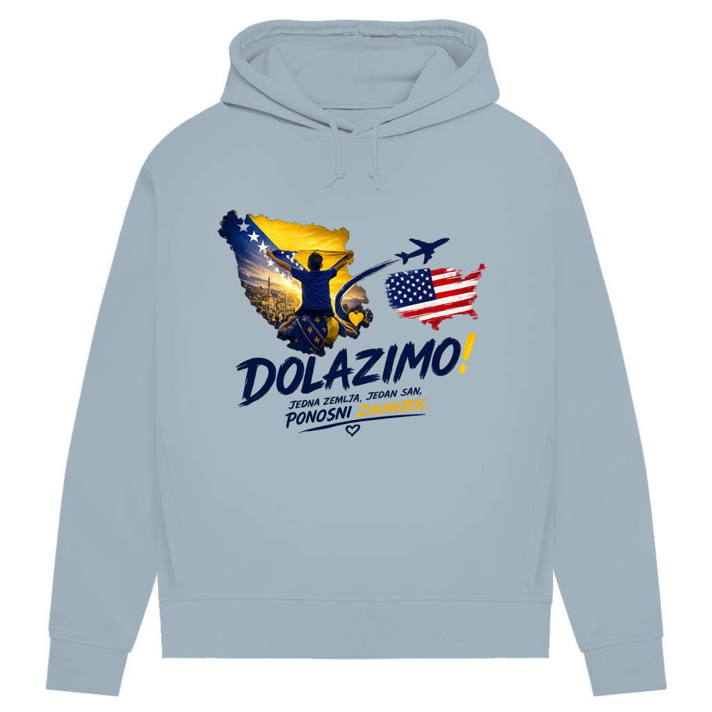 Damen Premium Bio Hoodie – Dolazi Bosna Ponosna | Frontprint