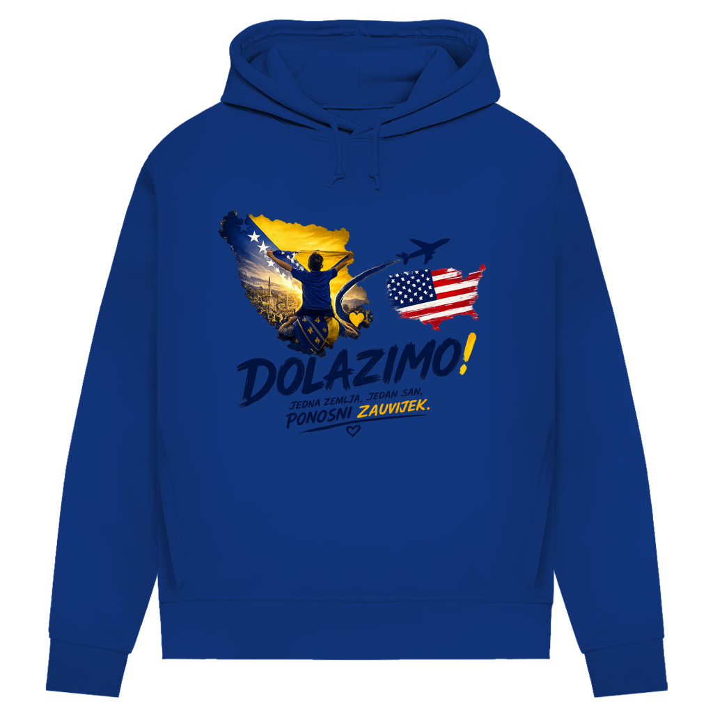 Damen Premium Bio Hoodie – Dolazi Bosna Ponosna | Frontprint