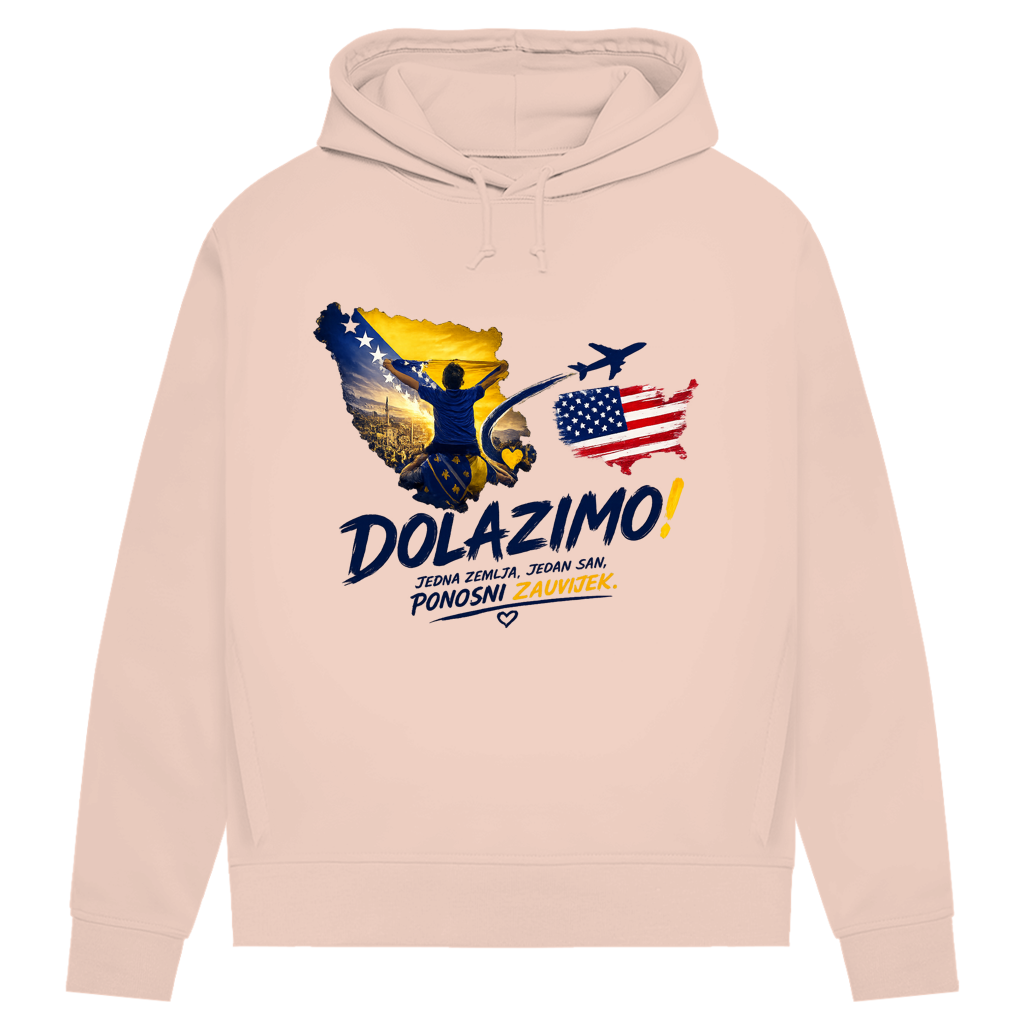 Damen Premium Bio Hoodie – Dolazi Bosna Ponosna | Frontprint
