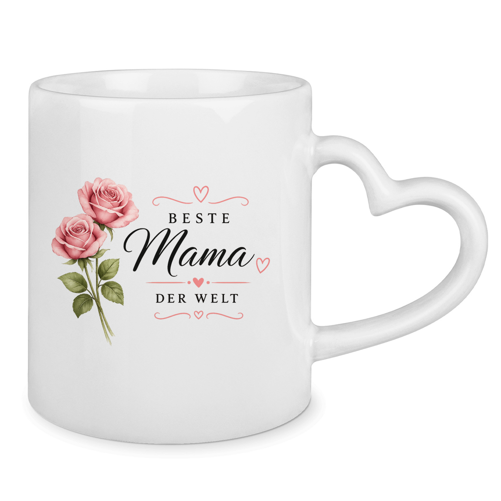 Beste Mama der Welt Tasse mit Rosen – Geschenk für Muttertag Blumen Kaffeetasse