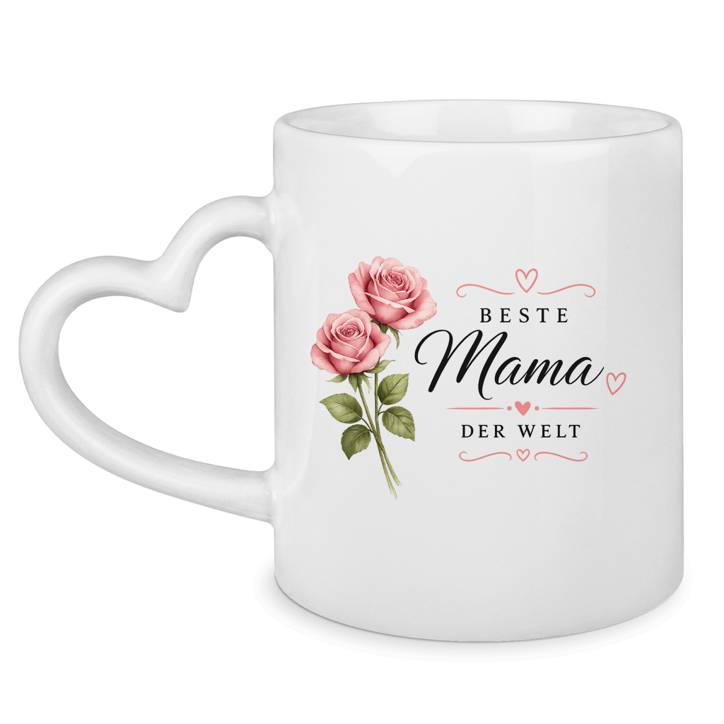 Beste Mama der Welt Tasse mit Rosen – Geschenk für Muttertag Blumen Kaffeetasse