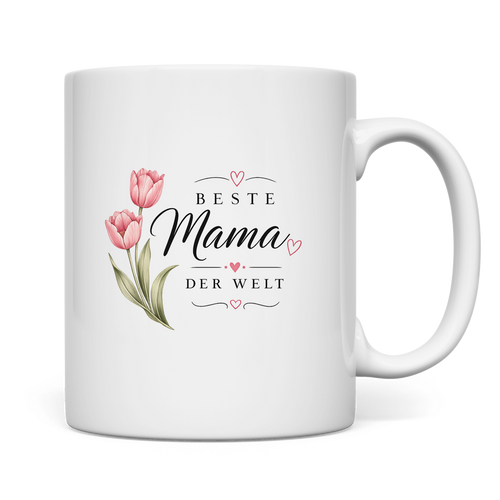 Best Mom in the World Mug with Tulips - Mother's Day Flowers Coffee Mug
