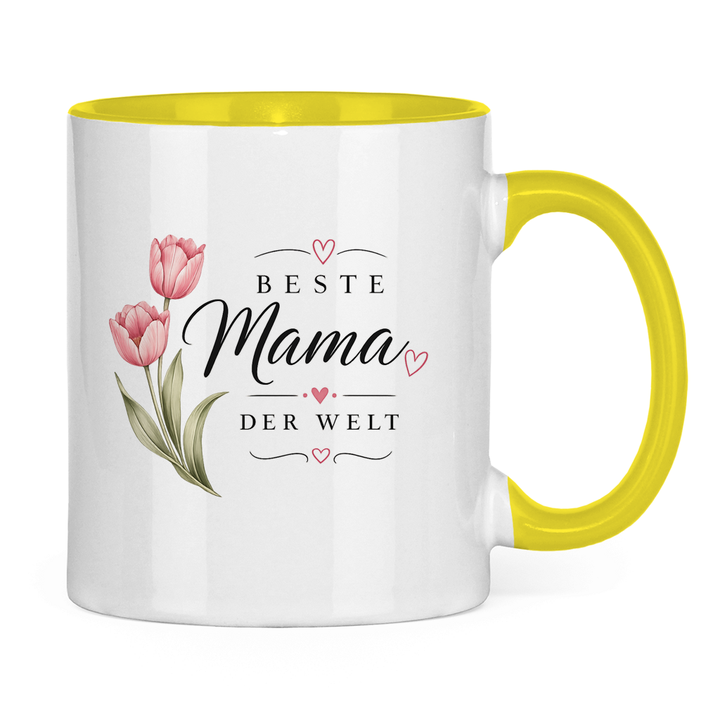Best Mom in the World Mug with Tulips - Mother's Day Flowers Coffee Cup